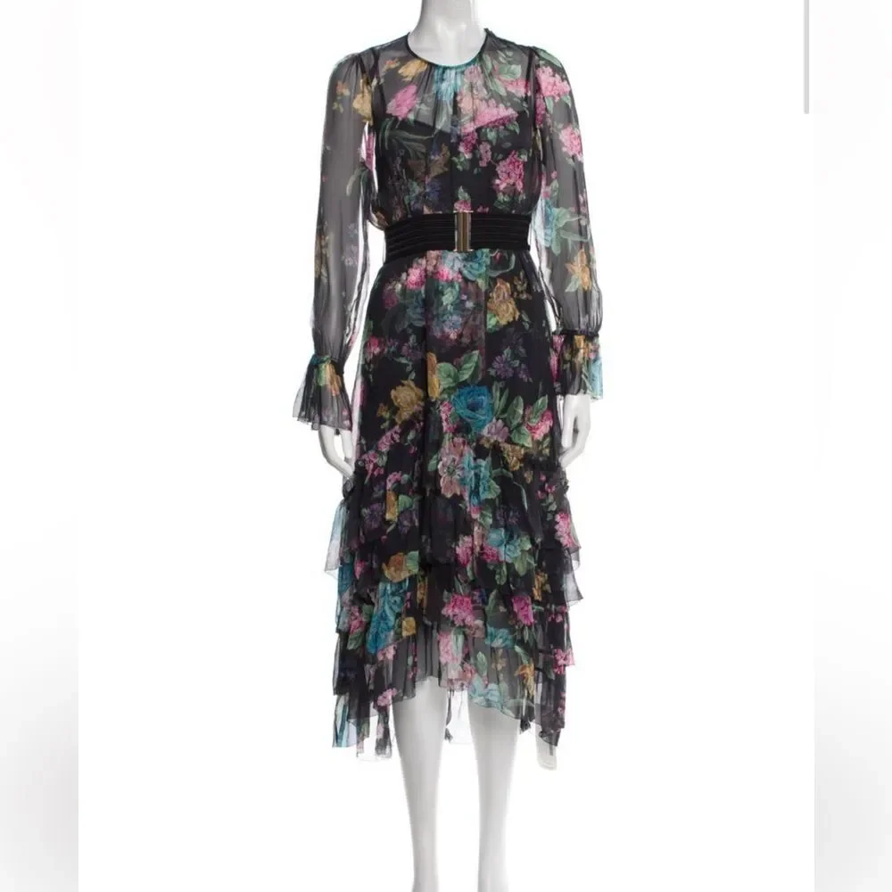 NWOT Zimmermann  ninety six Floral Black Dress - Picture 9 of 14